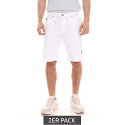 2er Pack U.S. POLO ASSN. Abel Herren Chino-Shorts nachhaltige Baumwoll-Bermuda 157 59799 52940 401 Weiß