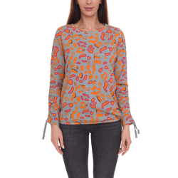 BOYSEN´S Damen Druck-Shirt mit Allover-Print Langarm-Bluse 39077013 Grau/Orange