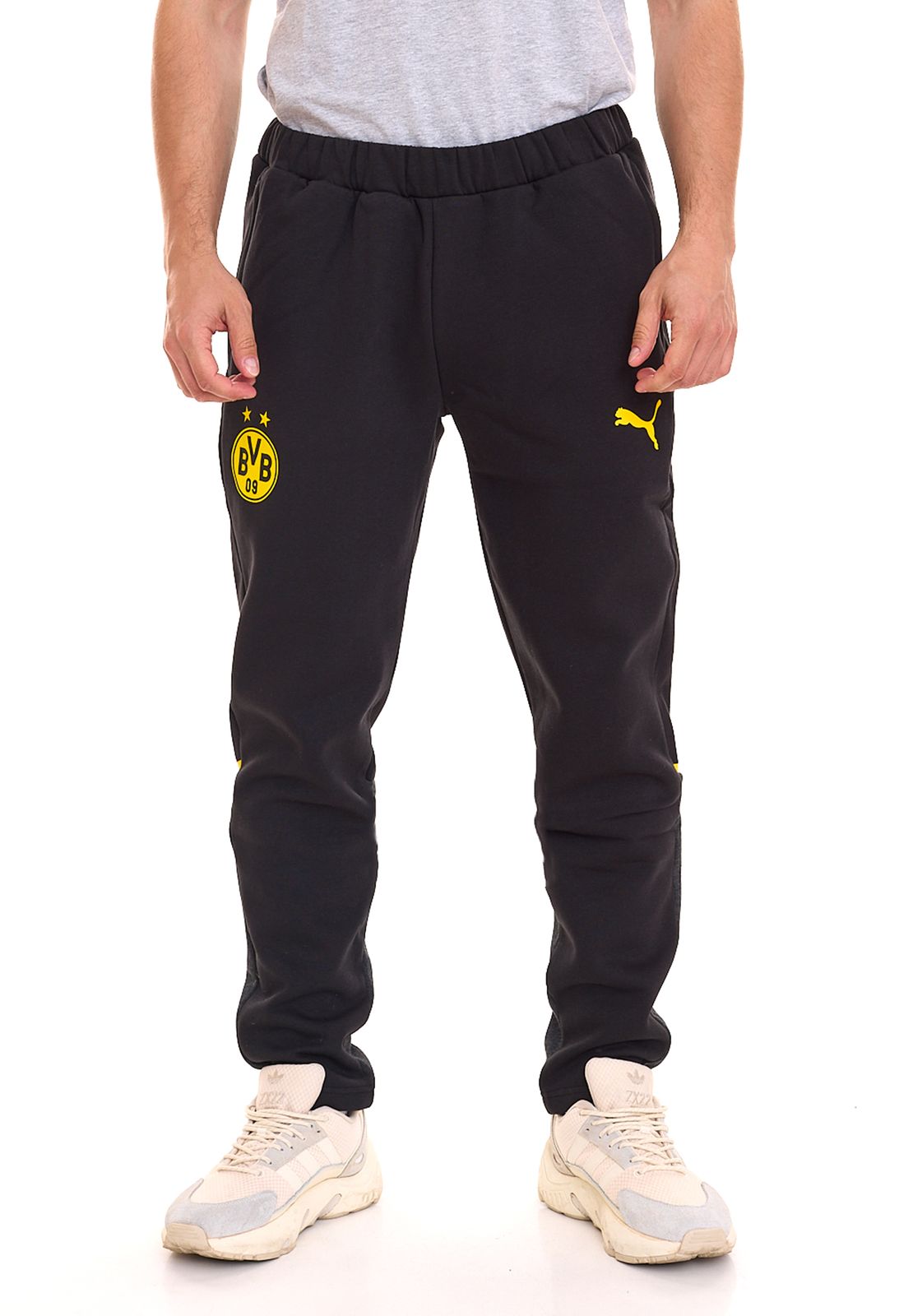 PUMA BVB Casuals Pants Herren Sweat-Hose Borussia Dortmund Baumwoll-Fanwear 771843 02 Schwarz