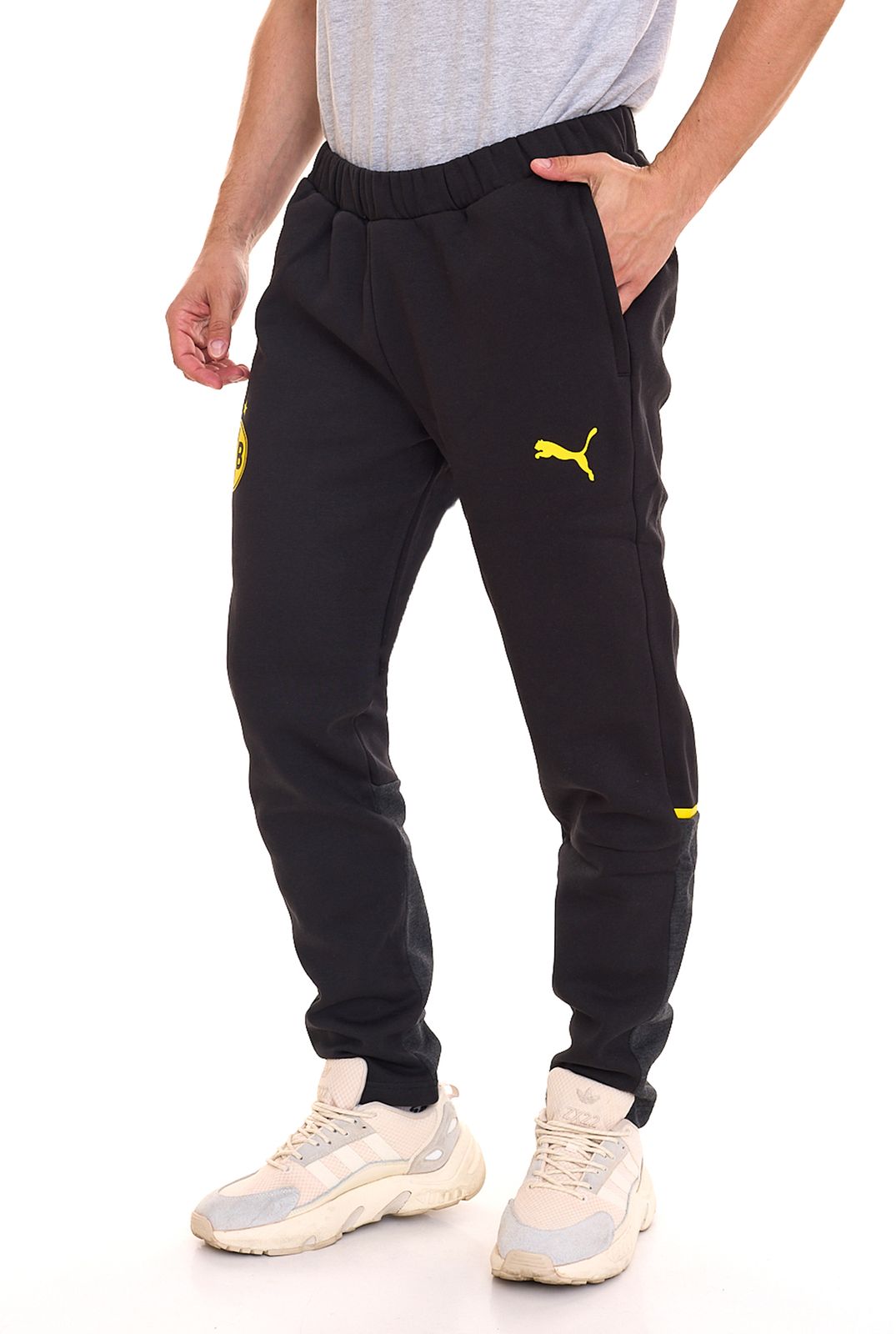 PUMA BVB Casuals Pants Herren Sweat-Hose Borussia Dortmund Baumwoll-Fanwear 771843 02 Schwarz