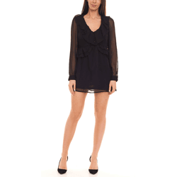 Aniston SELECTED Damen Sommer-Bluse mit Raffungen aus Chiffon Langarm-Bluse mit transparenten Ärmeln 58305233 Schwarz