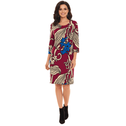 Aniston SELECTED Damen 3/4-Arm Kleid geblümtes Midi-Kleid Sommer-Kleid 75546760 Rot