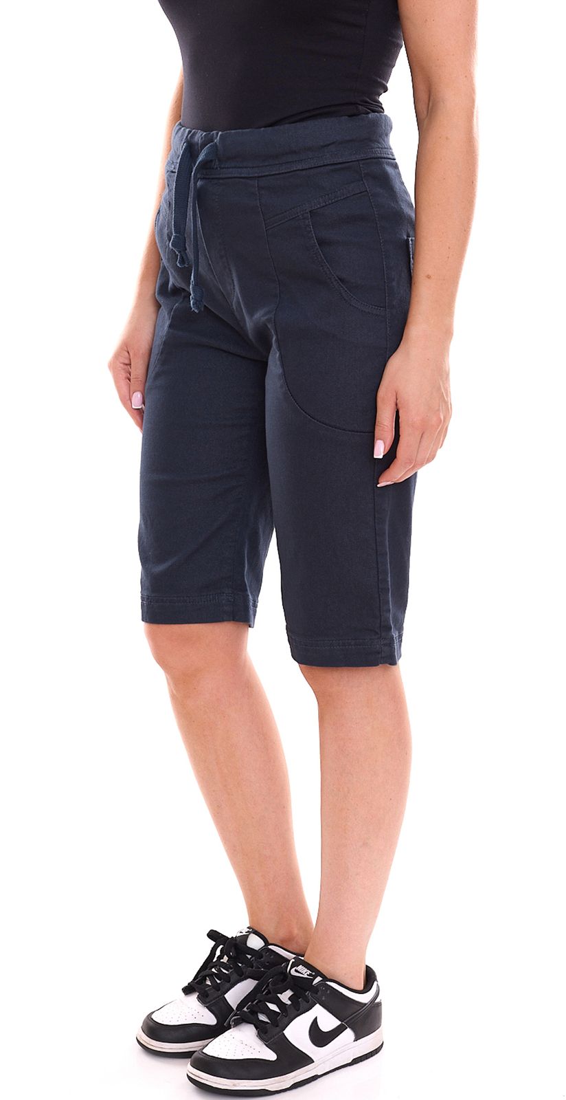 PLEASE Damen Stoff-Shorts kurze Hose mit Bindeband Bermuda 58839834 Navy
