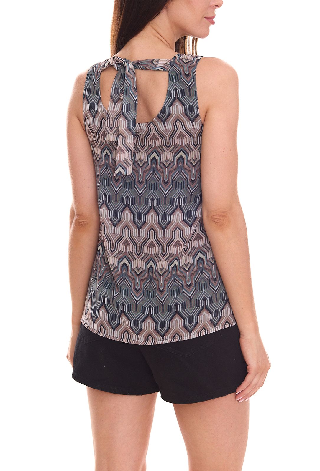 Laura Scott Damen Sommer-Top &auml;rmelloses Shirt mit Allover-Print 34312265 Gr&uuml;n/Braun