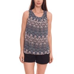 Laura Scott Damen Sommer-Top ärmelloses Shirt mit Allover-Print 34312265 Grün/Braun