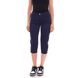 DELMAO Damen Sommer-Hose stylische Baumwoll-Hose Knielang 61966429 Blau