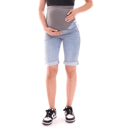 neun 9 monate Damen Umstands-Shorts bequeme Schwangerschafts-Shorts kurze Sommer-Hose 75347701 Blau/Grau