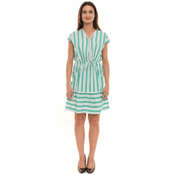 AJC Damen gestreiftes Mini-Kleid leichtes Baumwoll-Kleid Sommer-Kleid 60078437 Weiß/Grün