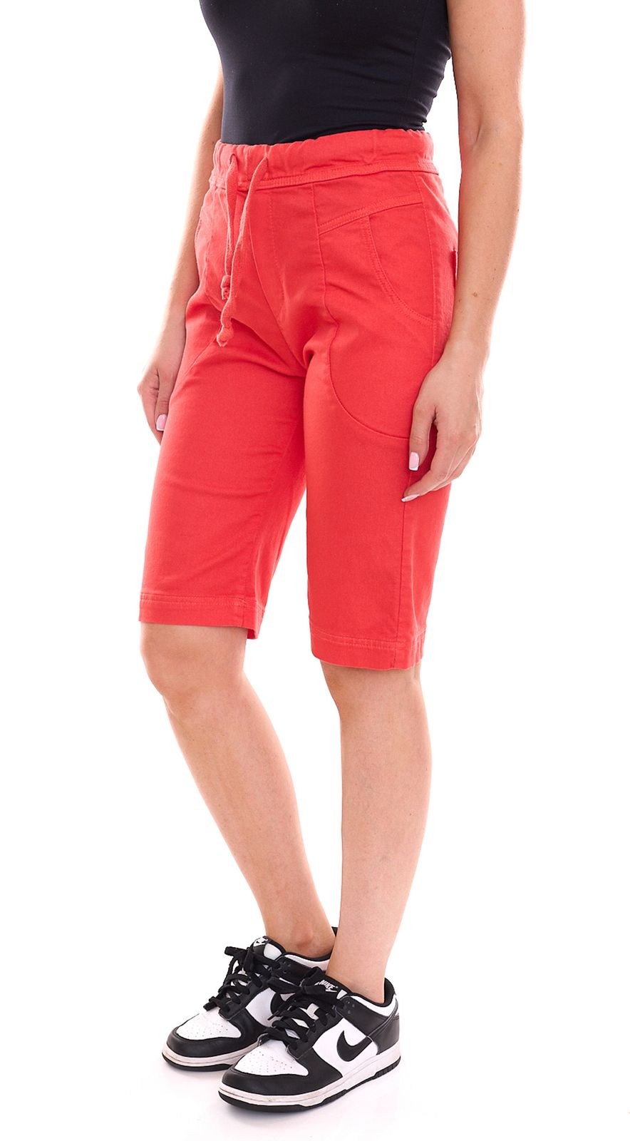 PLEASE Damen Stoff-Shorts kurze Hose mit Bindeband Bermuda Sommer-Hose 49786149 Rot