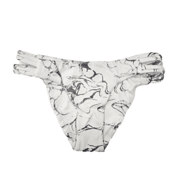 Hurley Quick Dry Max Damen Bikini-Hose mit Marmor Allover-Print Bademode mit seitliche Cut Outs AA4624 100 Weiß