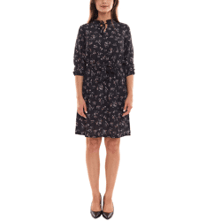 Laura Scott Bubblecrepe Kleid Damen Mini-Kleid mit Allover Blumen-Print Chiffon-Kleid 12329967 Schwarz/Bunt