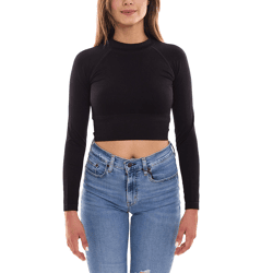 FAYN SPORTS Longsleeve Crop Top Damen Sport-Shirt nahtloses Yoga-Shirt 47005506 Schwarz