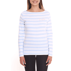 DELMAO Damen Langarm-Shirt gestreiftes Baumwoll-Sweatshirt 85025237 Blau/Weiß