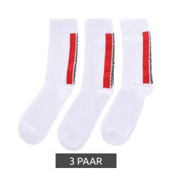 3 Paar BIKKEMBERGS Herren Tennis-Socken mit Markenschriftzug Baumwoll-Strümpfe BF_009 Weiß