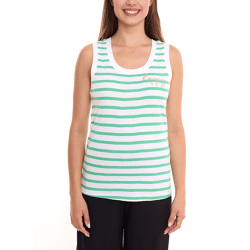 DELAMO Striped Tanktop enganliegendes Damen Baumwoll-Shirt mit Stickerei 24025421 Grün/Weiß