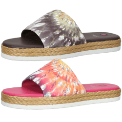 högl Damen Strand-Pantolette mit Batikprint Sommer-Schuhe 3-10 0738 in Braun oder Pink