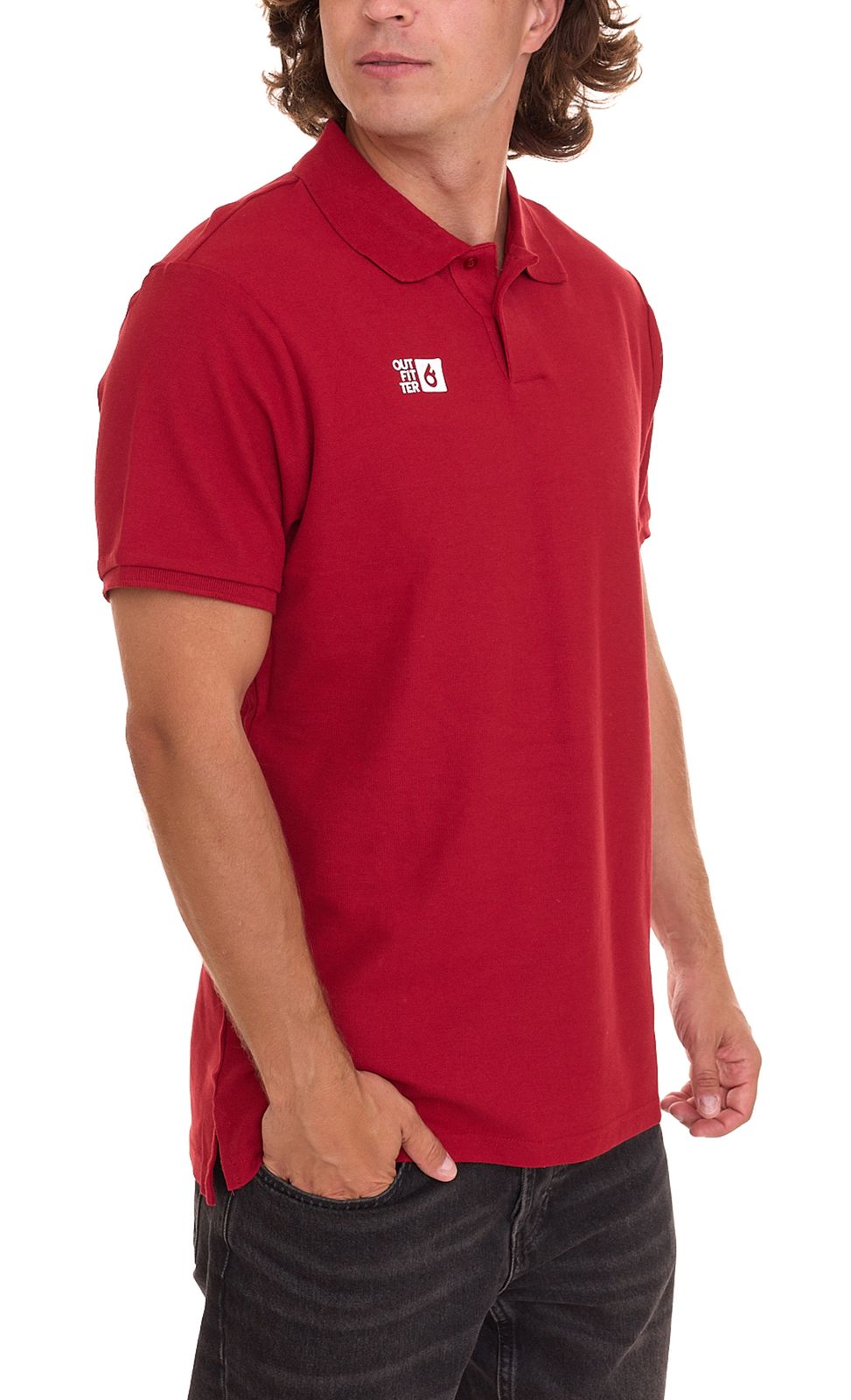 Outfitter OCEAN FABRICS Herren Polo-Hemd angenehmes Sommer-Shirt 1049-OTW-36 Rot