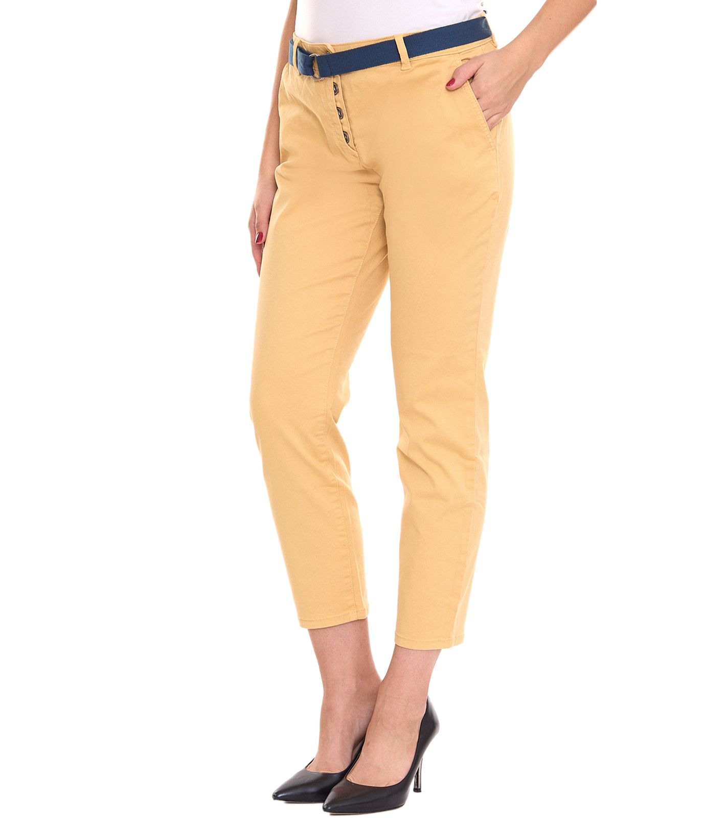 TOM TAILOR Damen Chino-Hose stylische Alltags-Hose mit G&uuml;rtel 46246404 Beige