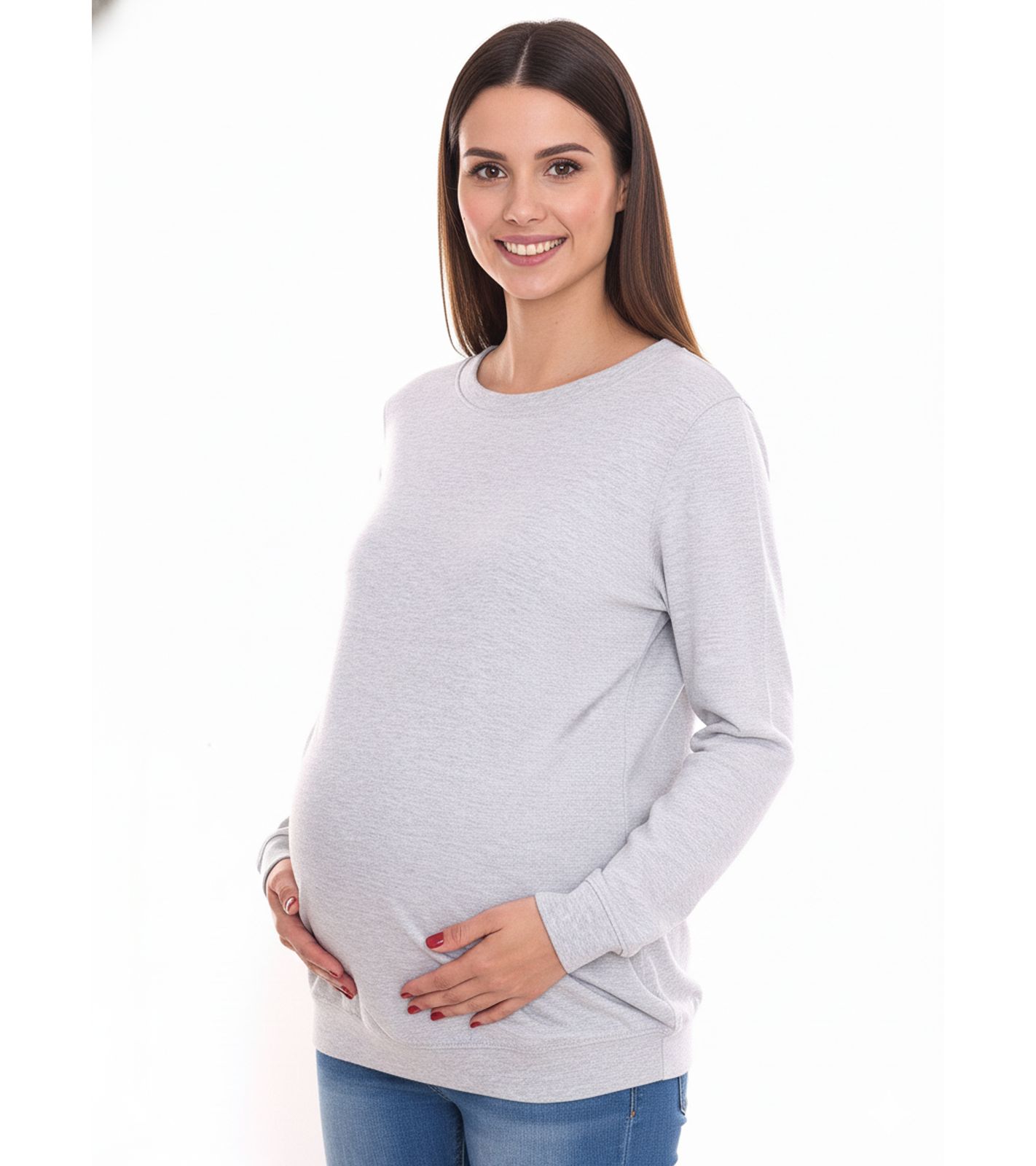 neun 9 monate Damen schlichtes Schwangerschafts-Shirt Umstands-Mode 54707926 Grau