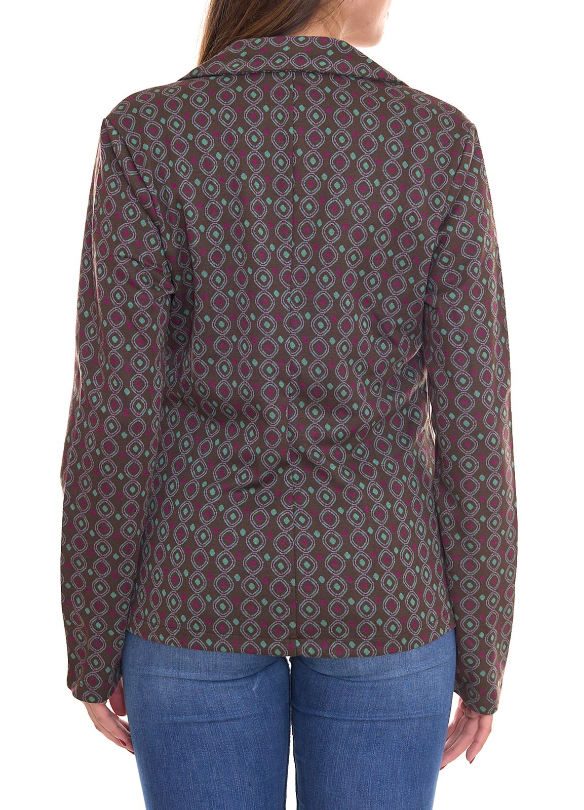 Aniston CASUALS Damen Blazer Kurz-Jacke mit Kn&ouml;pfen 56919808 Gr&uuml;n/Braun