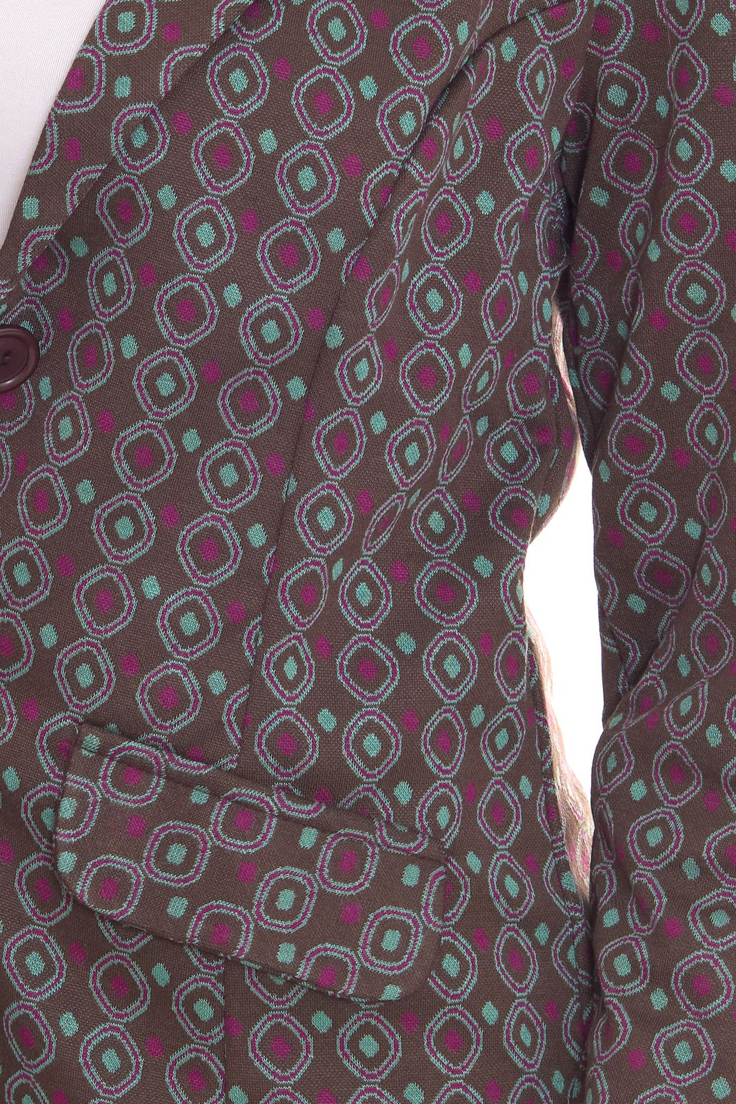 Aniston CASUALS Damen Blazer Kurz-Jacke mit Kn&ouml;pfen 56919808 Gr&uuml;n/Braun