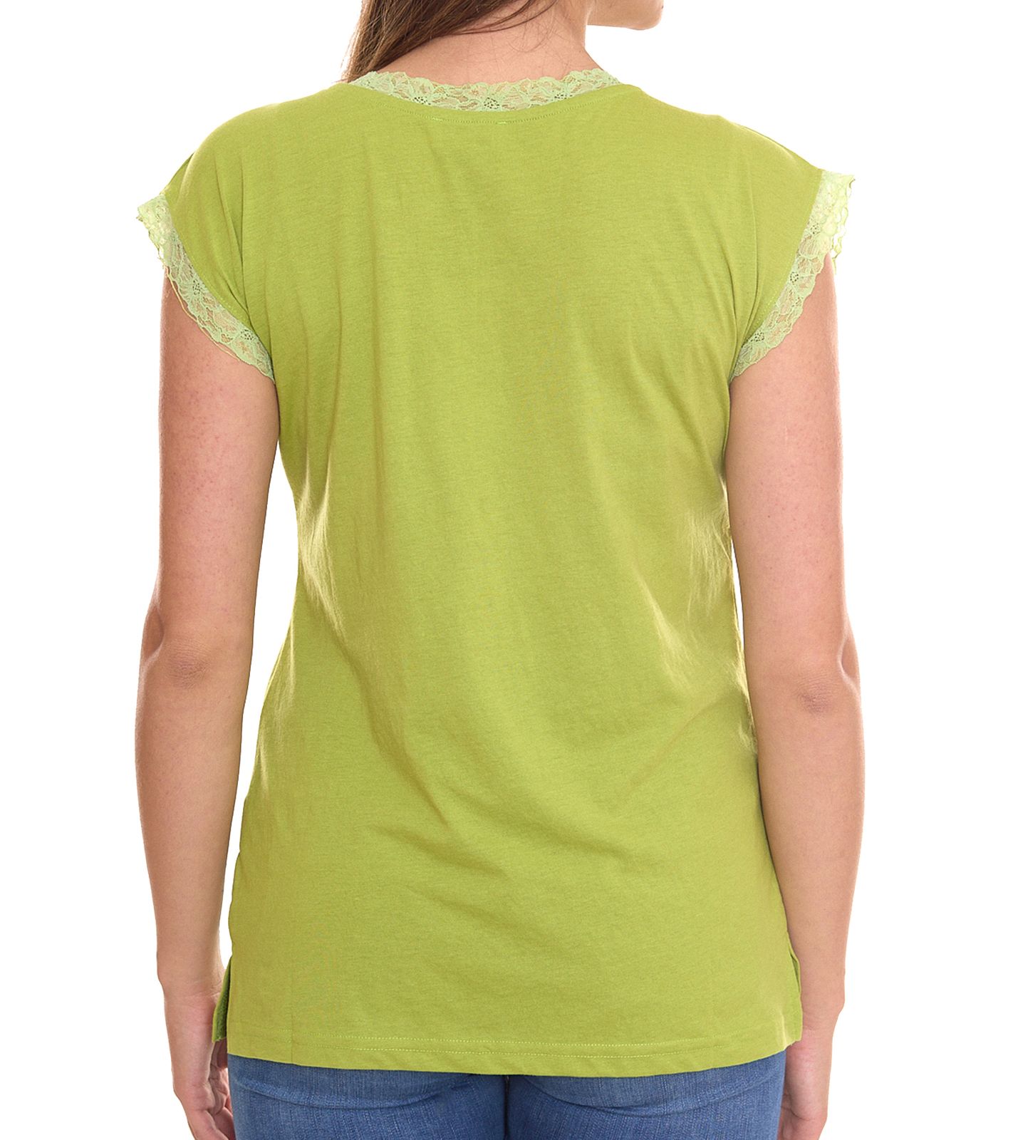 BOYSEN`S Damen Top mit Spitzendetails Kurzarm-Shirt 34323651 Gr&uuml;n