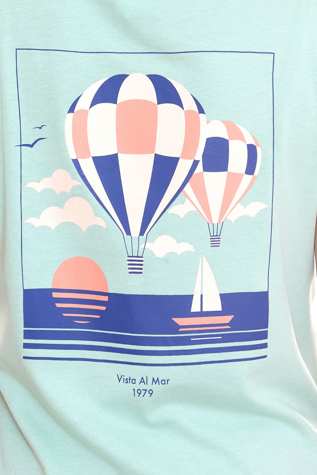 AjC Damen T-Shirt mit Vista Al Mar R&uuml;cken-Print kurz&auml;rmliges Sommer-Shirt 35732517 Mint-Gr&uuml;n