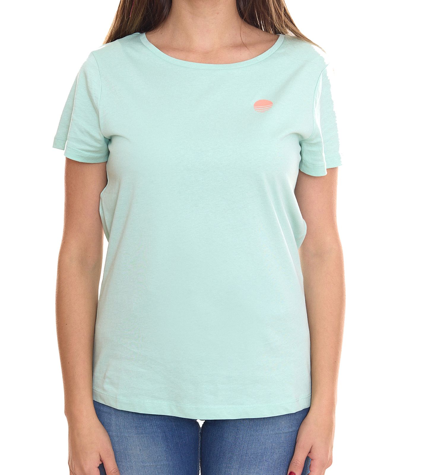 AjC Damen T-Shirt mit Vista Al Mar R&uuml;cken-Print kurz&auml;rmliges Sommer-Shirt 35732517 Mint-Gr&uuml;n