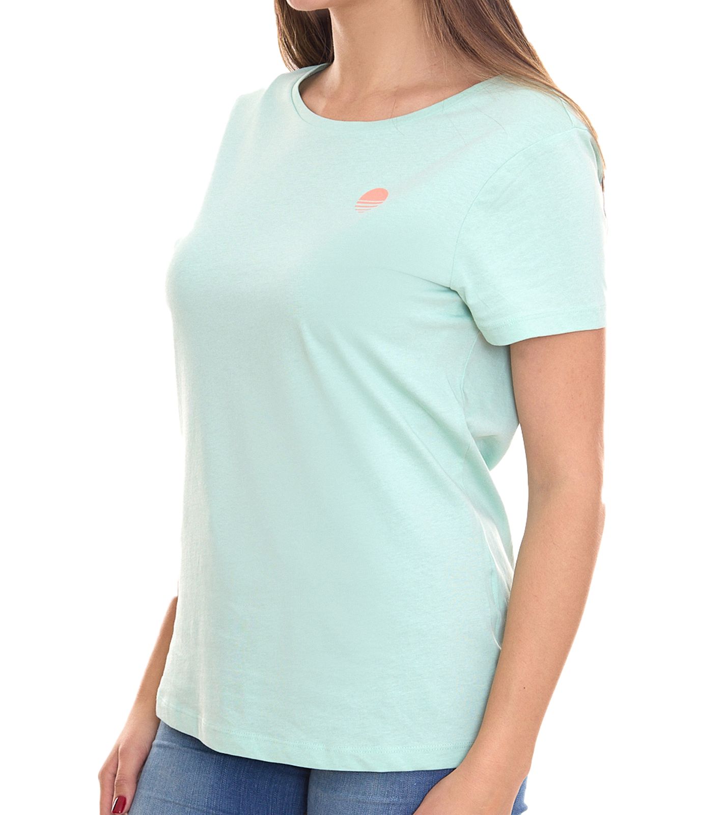 AjC Damen T-Shirt mit Vista Al Mar R&uuml;cken-Print kurz&auml;rmliges Sommer-Shirt 35732517 Mint-Gr&uuml;n