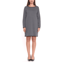 Aniston SELECTED Damen Kleid mit Allover-Print Langarm-Kleid 78746568 Schwarz/Weiß