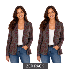 2er Sparpack Aniston CASUALS Damen Blazer Kurz-Jacke mit Knöpfen 56919808 Grün/Braun