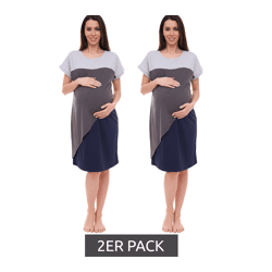 2er Pack neun 9 Monate Damen Umstands-Kleid asymetrisches Schwangerschafts-Kleid 32879759 Grau/Blau
