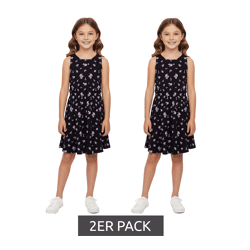2er Pack KIDSWORLD Mädchen Sommer-Kleid mit Allover Blumen-Muster Freizeit-Kleid 74239509 Schwarz