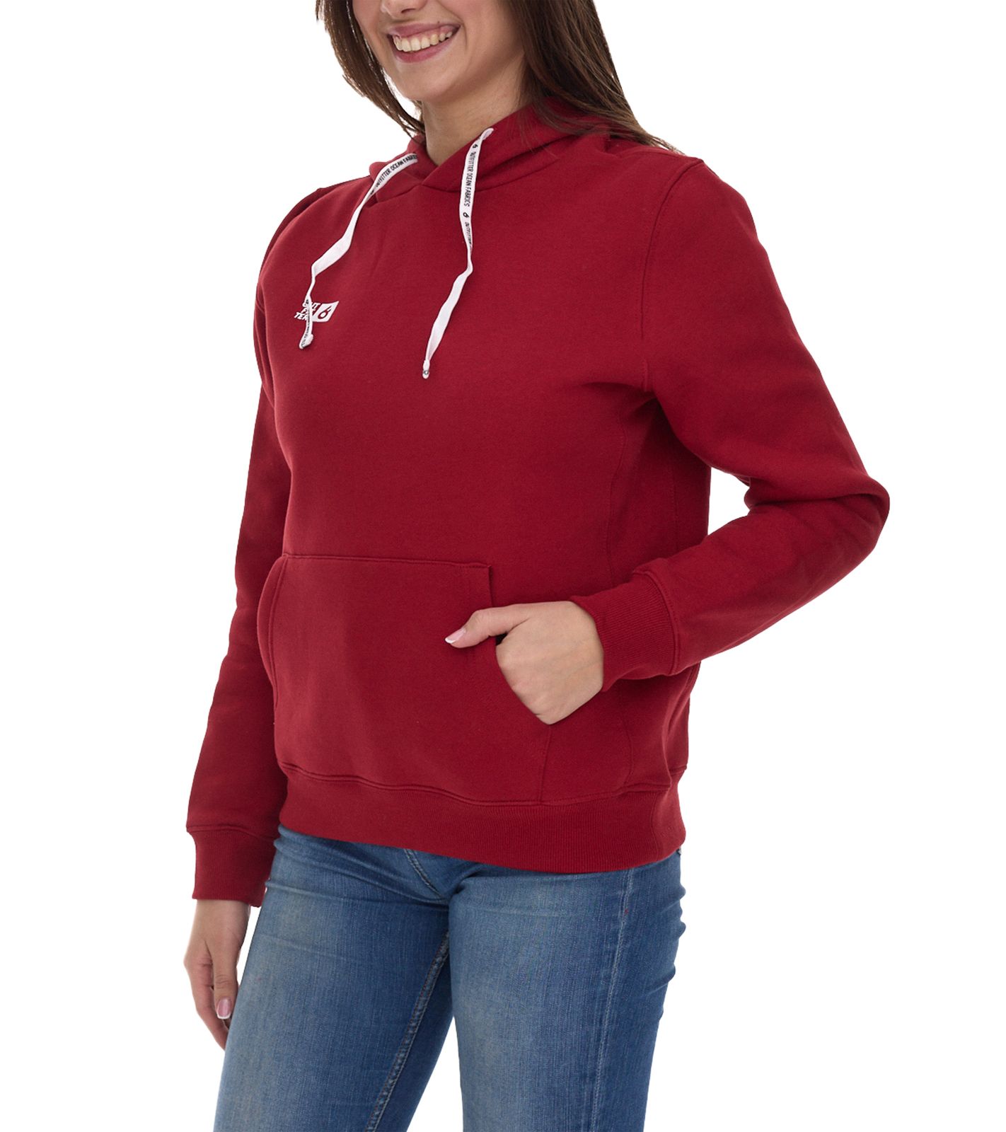 Outfitter Ocean Fabrics Thai Damen Hoodie nachhaltiger Kapuzen-Pullover im Basic-Style OUT-W-1003-OTW-36 Rot
