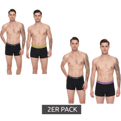 2er Pack Kappa Herren Boxershorts mit Marken Schriftzug und Logo Unterhose 351K1JW Schwarz/Lime oder Schwarz/Violett