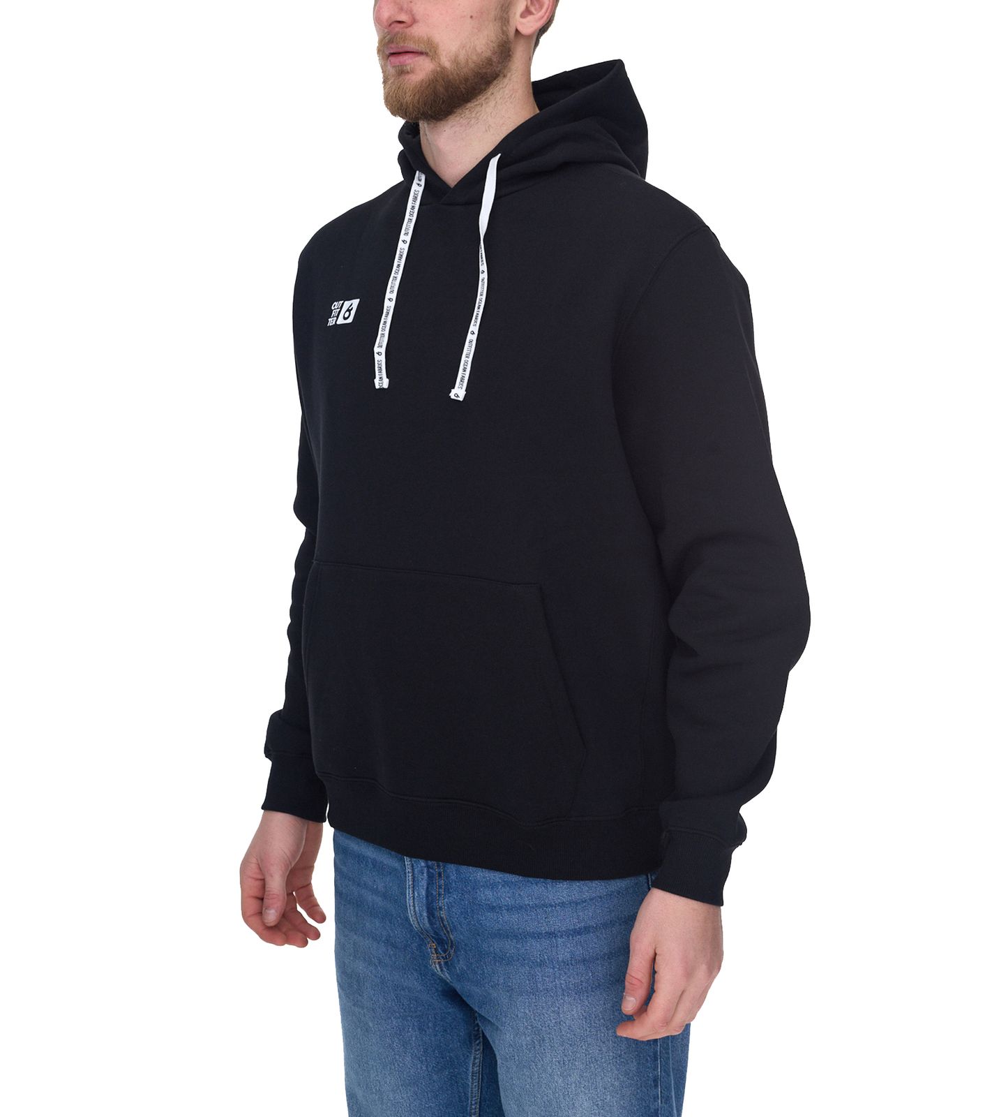Outfitter Ocean Fabrics Thai Herren Hoodie nachhaltiger Kapuzen-Pullover im Basic-Style OUT-M-1003-OTW-03 Schwarz