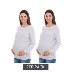 2er Pack neun 9 monate Damen schlichtes Schwangerschafts-Shirt Umstands-Mode 54707926 Grau