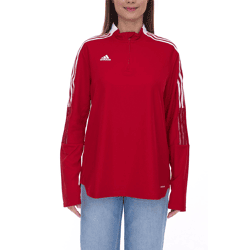 adidas Tiro21 Damen nachhaltiger Troyer-Pullover mit Logo Alltags-Pullover mit AEROREADY-Technologie GM7317 Rot