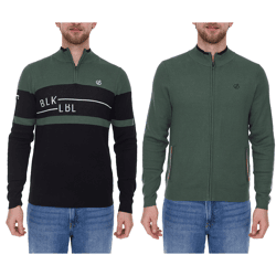 DARE 2b Outgoing II Herren Troyer in Schwarz/Gün oder Dutiful II FullZip Herren Strickjacke in Grün