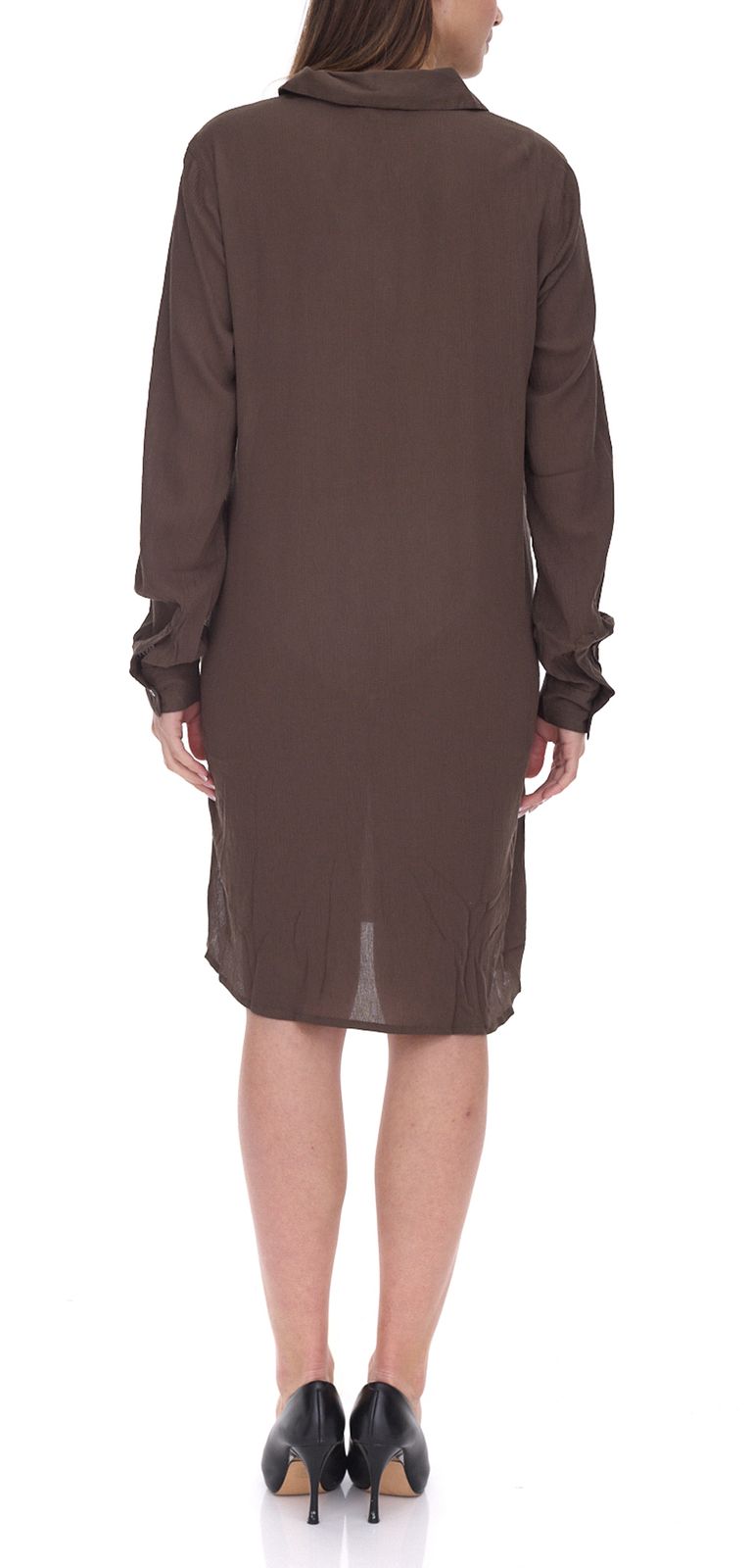 BOYSEN&acute;S Kleid Damen Hemdblusen-Kleid in Crinkle Optik leicht durchscheinend 42883962 Braun