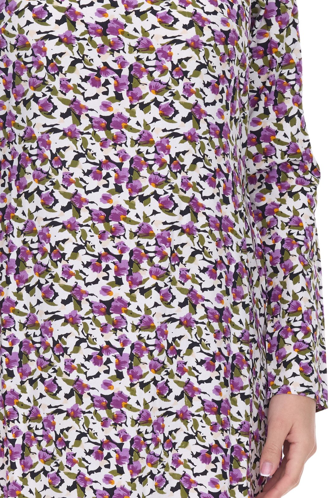 Aniston Damen Sommer-Kleid mit floralem Allover-Print Maxi-Kleid 28702063 Wei&szlig;/ Lila/Gr&uuml;n
