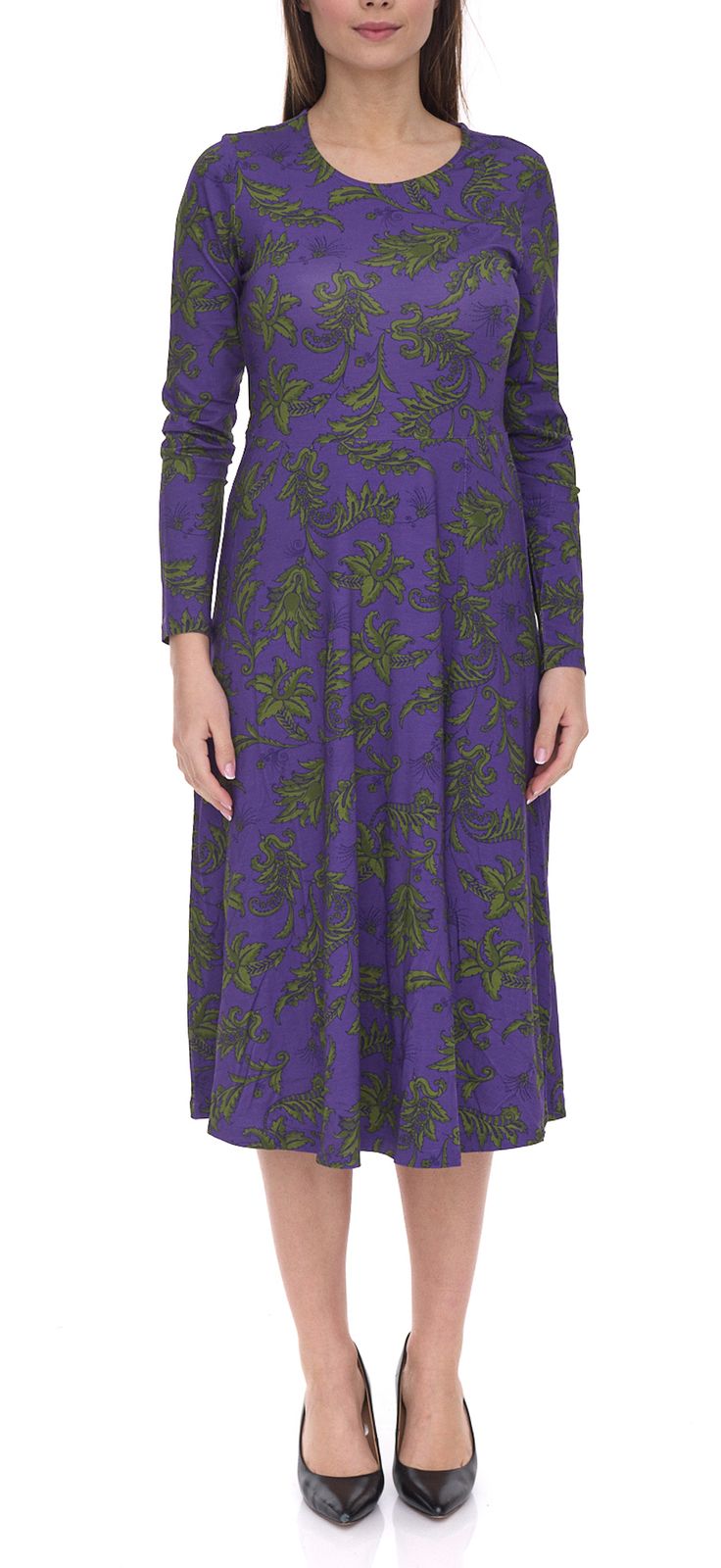 Aniston Damen Maschenkleid mit Floralemmuster Langarm 41876054 Lila/Gr&uuml;n