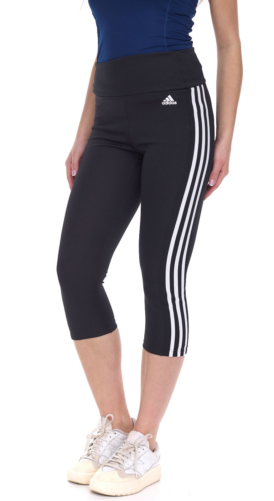 adidas Designed to Move High-Rise 3-Streifen Sport 3/4-Tight Damen Sport-Leggings mit AeroReady Fitness-Hose Capri-Leggings GL3985 Schwarz