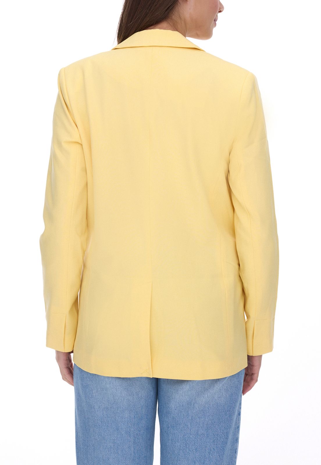 AjC Damen Blazer h&uuml;ftlanger Boyfriend-Blazer mit Innenfutter und Ein-Knopf-Verschluss 53438757 Gelb