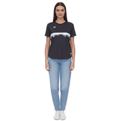Outfitter OCEAN FABRICS TAHI Damen nachhaltiges Training-Shirt mit Mesh-Einsätzen Fitness-Shirt Kurzarm-Shirt OUT-W-1021-OTW-61 Schwarz