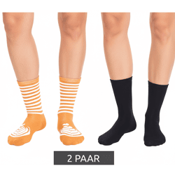 2 Paar TASTIQ Baumwoll-Socken mit Latte Macchiato-Print Weihnachts-Geschenk für Kaffee-Liebhaber lange Strümpfe in stylischer Kaffeebeche