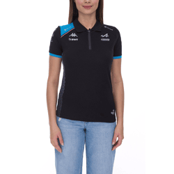 Kappa X ALPINE Formel 1 F1 Damen Polo-Shirt Baumwoll-Oberteil mit HYDRO WAY PROTECTION-Technologie Kurzarm-Shirt 361E33W AF1 A12 Schwarz