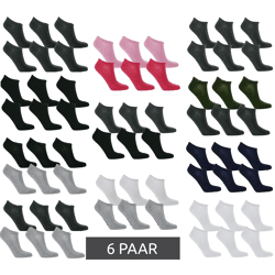 6 Paar TASTIQ Sneaker-Socken schlichte Baumwoll-Socken in Geschenkbox Sport-Socken Grau, Schwarz, Weiß, Blau, Grün oder Rosa
