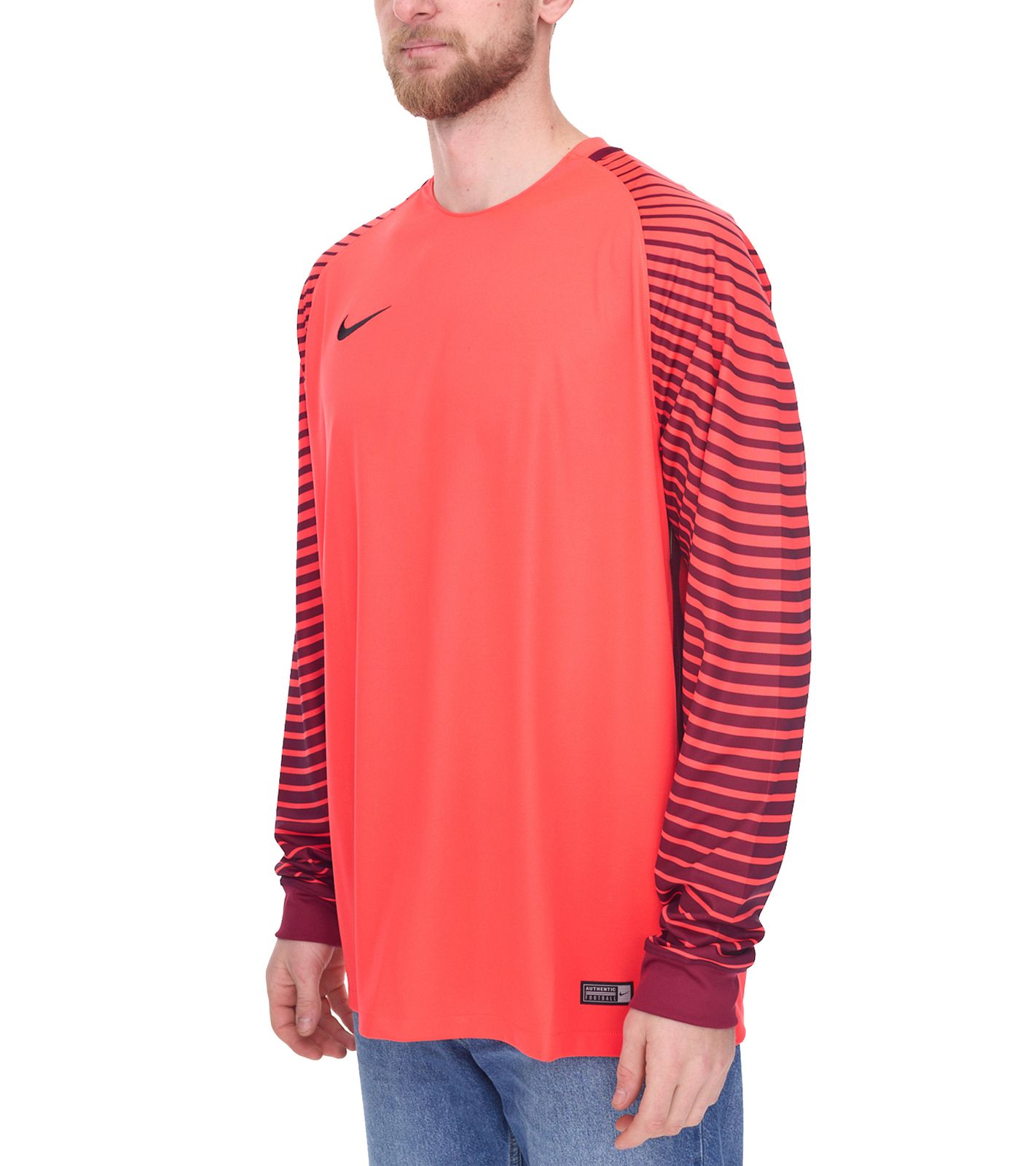 NIKE Gardien Longsleeve Herren Torwart-Trikot mit Dry-Fit Langarm-Shirt Fu&szlig;ball 725882-671 Rot/Schwarz