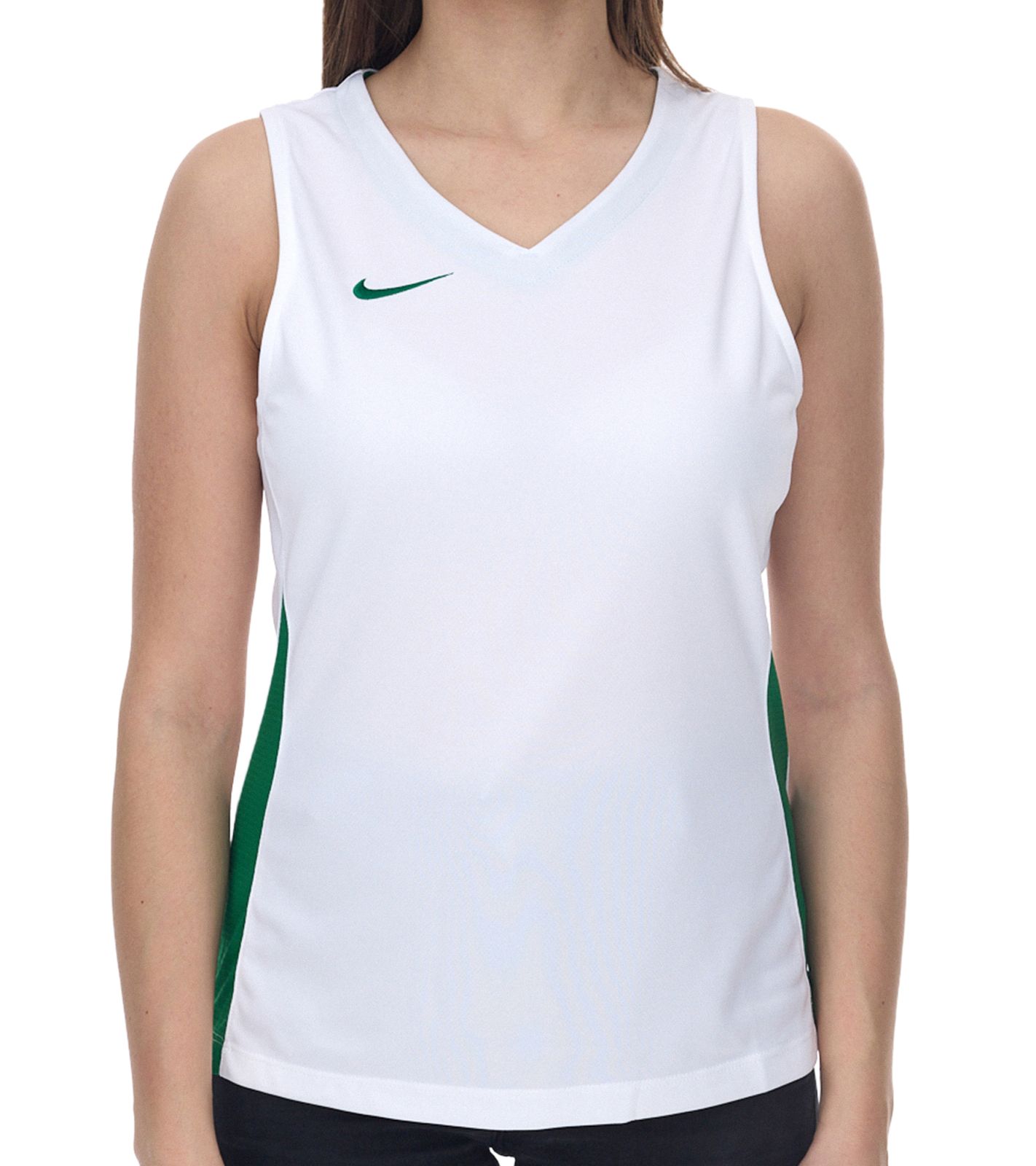 NIKE Team Fitness Damen Tank-Top mit DryFit Sport-Shirt Trainings-Shirt NT0211-104 Wei&szlig;/Gr&uuml;n